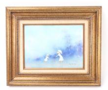 Original Max Karp (1918-1999) Enamel on Copper, Mother & Daughter
