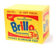 Yellow Brillo Box Pouf, Andy Warhol Style
