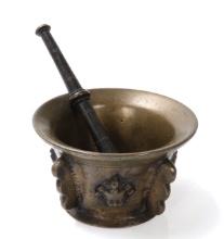 French Bronze Mortar & Pestel, 16th C.