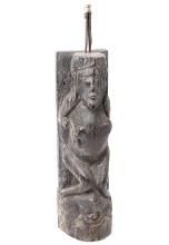 Dayak Wood Carved Rattan Splitter, Guardian Figure