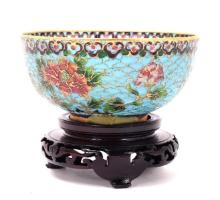 Gorgeous Chinese Plique-a-Jour Miniature Cloisonne Bowl w/Stand