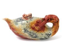 Chinese Soapstone Miniature Teapot, Rats