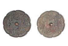 Two Ornate Chinese Bronze Mirrors