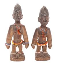 Ibeji Female Twin Figures with Beads