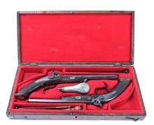 Cased Set of American Dueling Pistols by Roberton P.