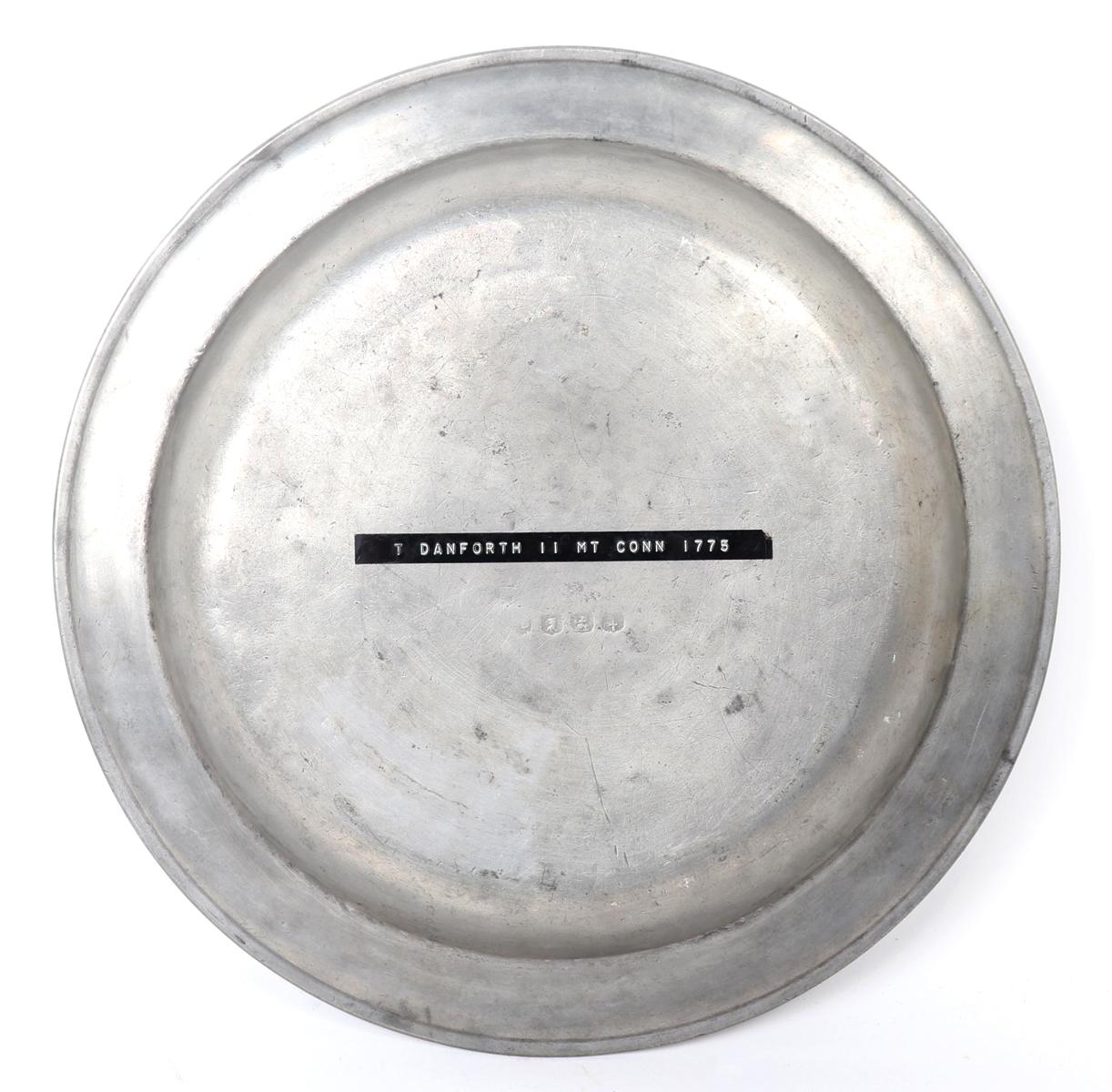 Deep Thomas Danforth II Pewter Plate & Turned Candlesticks