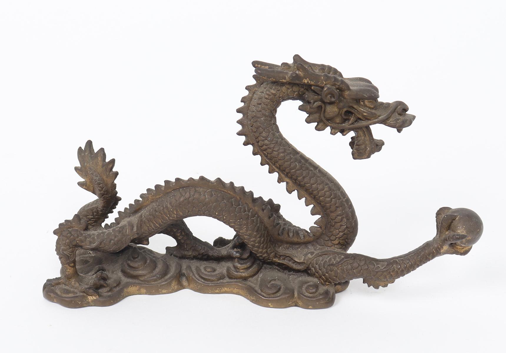 Chinese Bronze Dragon, Catching Flaming Pearl