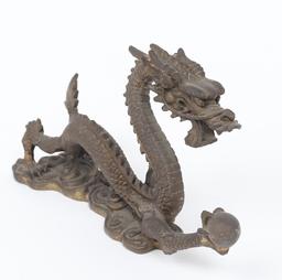 Chinese Bronze Dragon, Catching Flaming Pearl