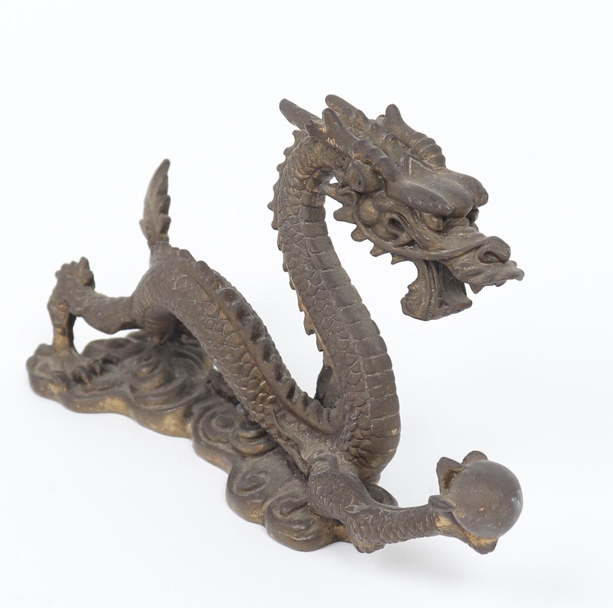 Chinese Bronze Dragon, Catching Flaming Pearl
