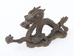 Chinese Bronze Dragon, Catching Flaming Pearl