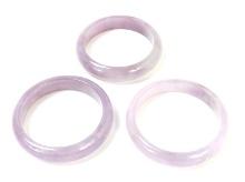 Three Gorgeous Light Purple Jade Bangle Bracelets