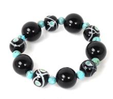 Beautiful Millefiori Glass & Turquoise Bead Bracelet