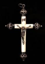 Victorian Silver & MOP Crucifix Pendant