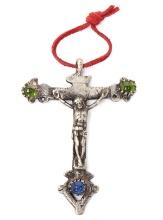 Heavy Jeweled Sterling Silver Crucifix Pendant, 18th c.