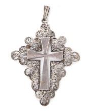 Sterling Silver Openwork Cross Pendant, 4g