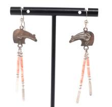 Lovely Pair of Zuni Bear Earrings
