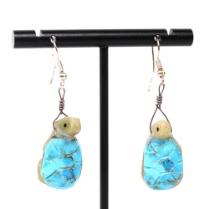 Adorable Pair of Zuni Turtle Earrings, Turquoise