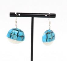 Turquoise Overlaid Seashell Earrings