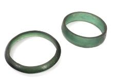 Pair of Beautiful Sea Green Vintage Glass Bracelets