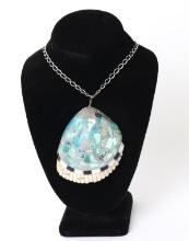 Turquoise Applied to Seashell Necklace