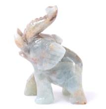 Miniature Aquamarine Carved Elephant Figurine