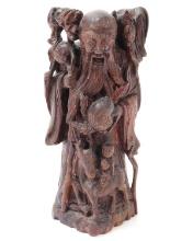 Chinese Carved Wood Shou Lao Deity Sculpture