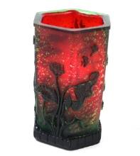 Chinese Green & Red Peking Glass Vase