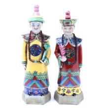 Chinese Emperor Statues, Wucai & Qianlong