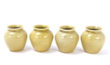 Four Chinese Yellow Crackle Glazed Vases