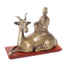 Chinese Bronze Monk on Gazelle