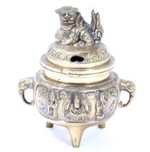 Chinese Silver Painted Porcelain Incense Burner