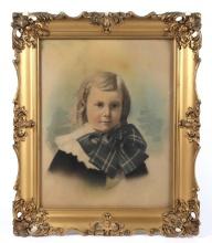 Antique Pastel of a Young Child