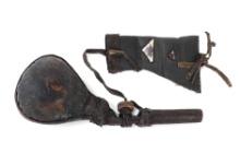 Pre-Civil War Pear Shaped Gunpowder Flask & Shot Pouch, Rare