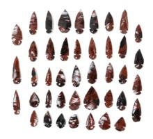 42 Red Jasper & Obsidian Arrowheads