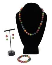 Gorgeous Raw Tourmaline Necklace Bracelet and Earring Set