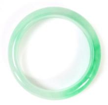 Stunning Chinese Green & White Jade Bangle