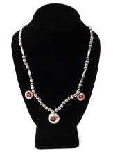 Sterling Silver & Coral Native American Necklace