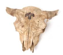 Painted Native American Buffalo Skull
