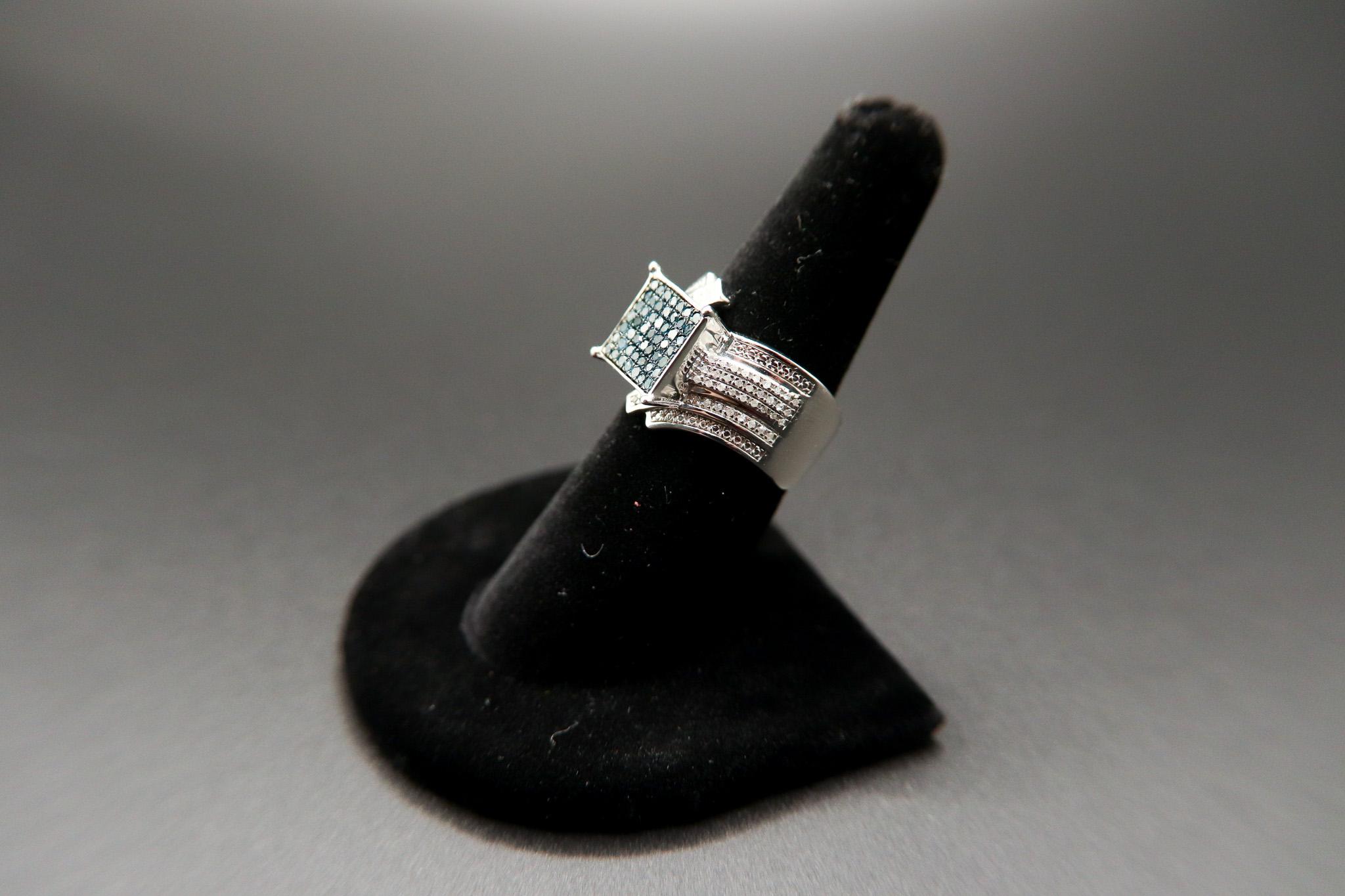 .50 CTW Round White Blue Velvet Sterling Silver Ring