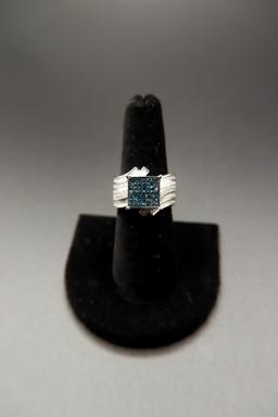 .50 CTW Round White Blue Velvet Sterling Silver Ring