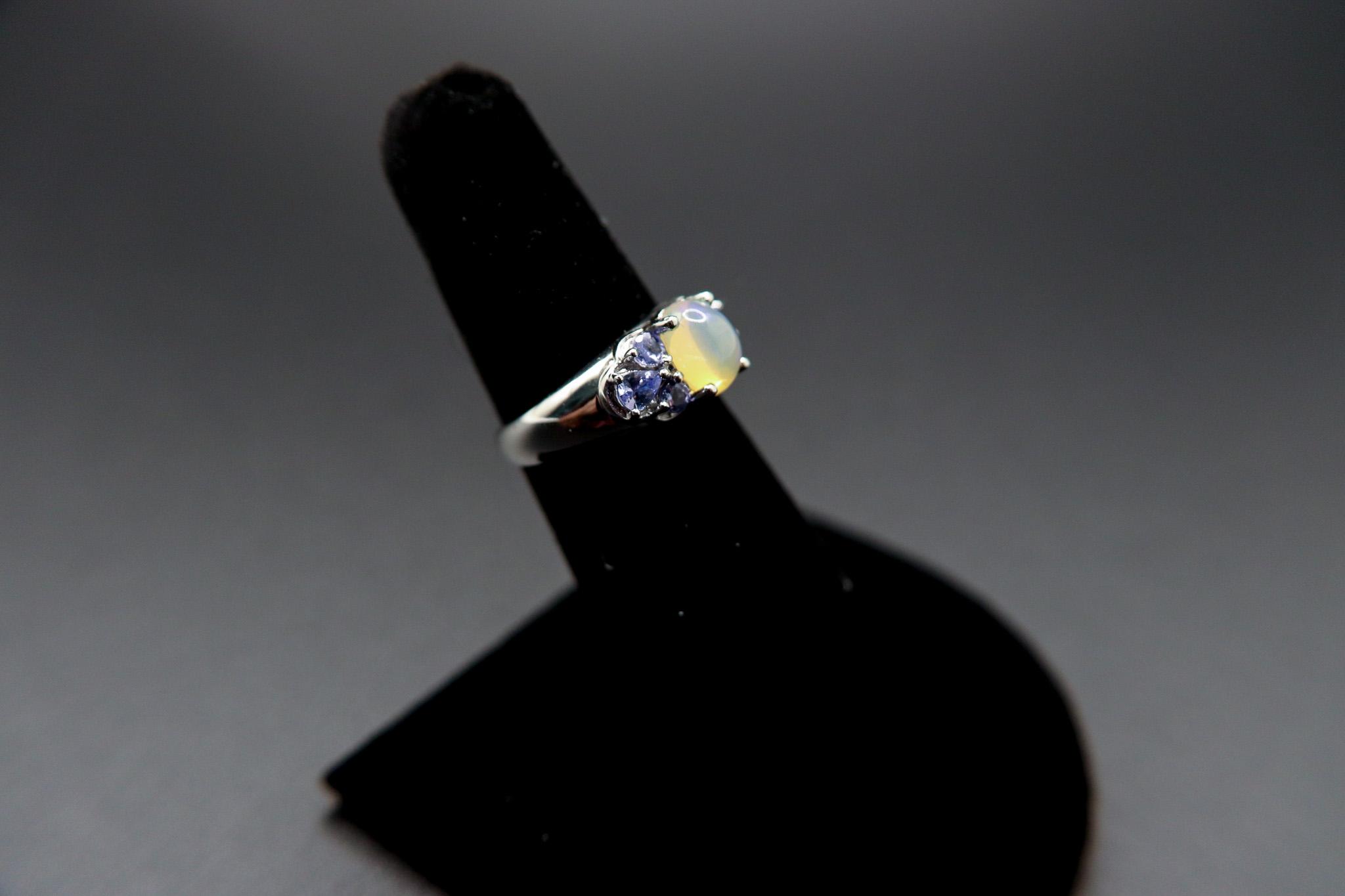 Opal and Tanzanite Sterling Silver Ring