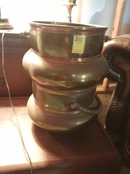 TWO LARGE METAL POTS WITH HANDLES
