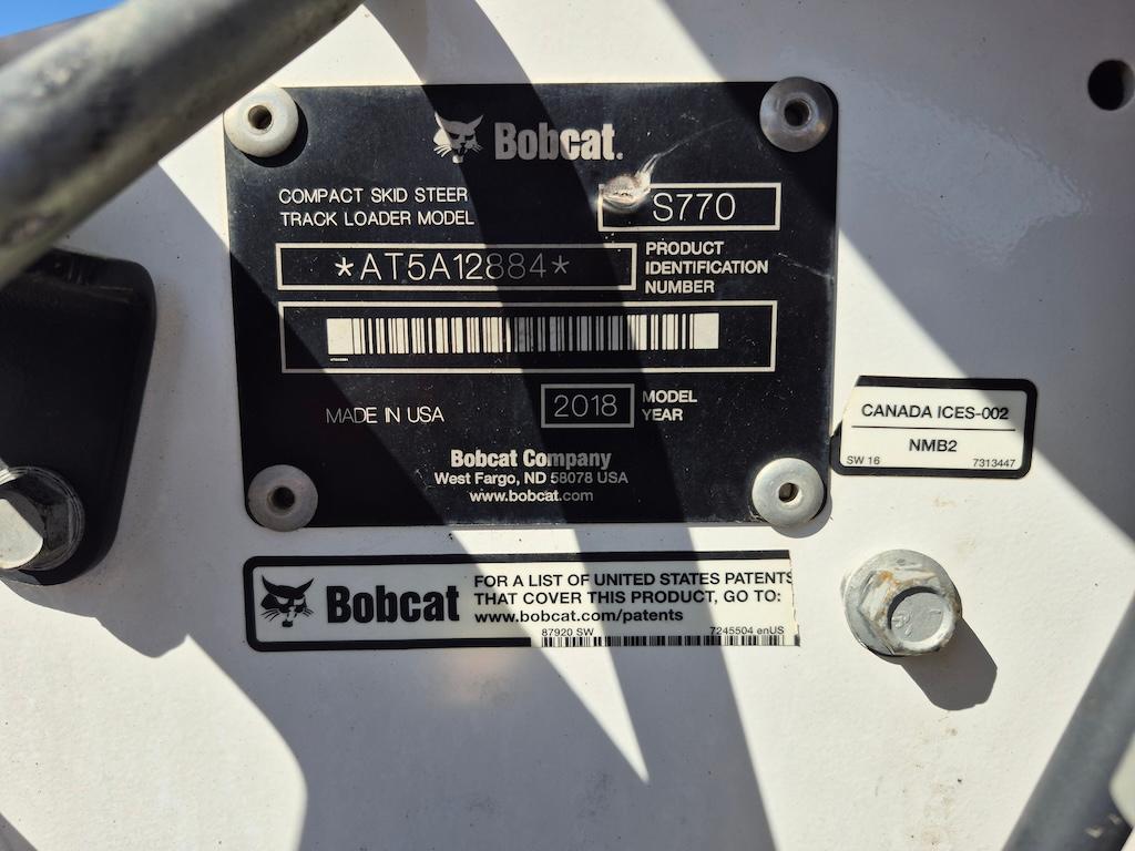 2018 Bobcat S770 Skid Steer