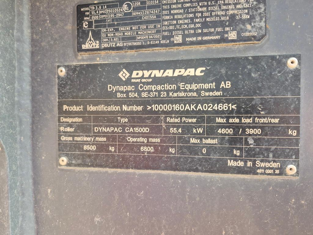 2020 Dynapac CA1500D Roller