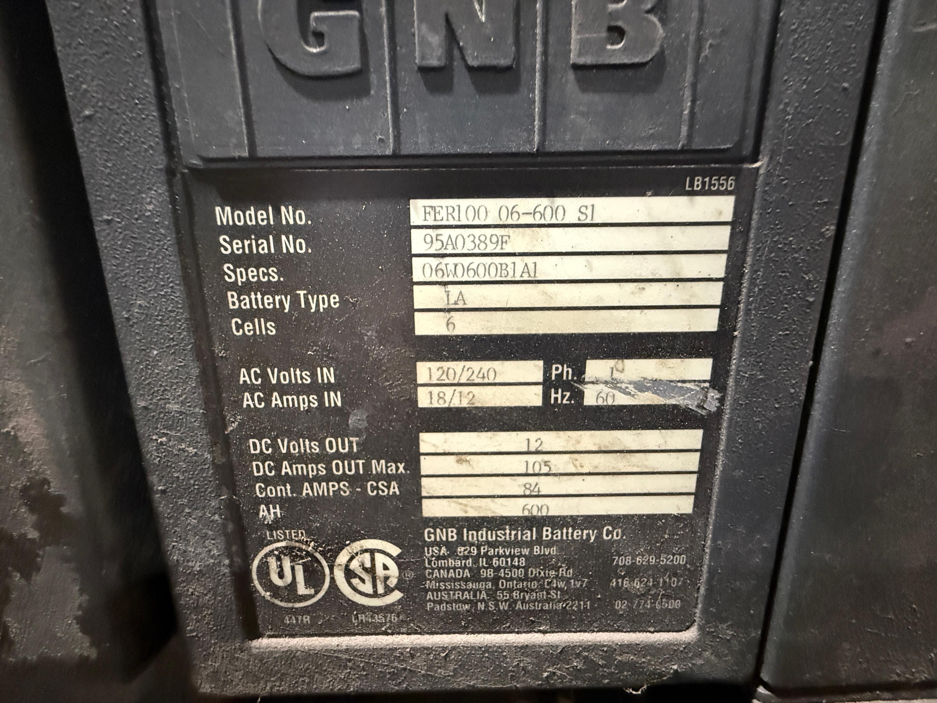 GNB FER100 Battery Charger (KEN122)