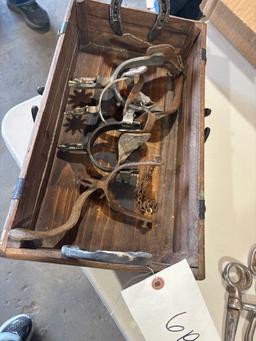 Wooden Box with Misc Spurs