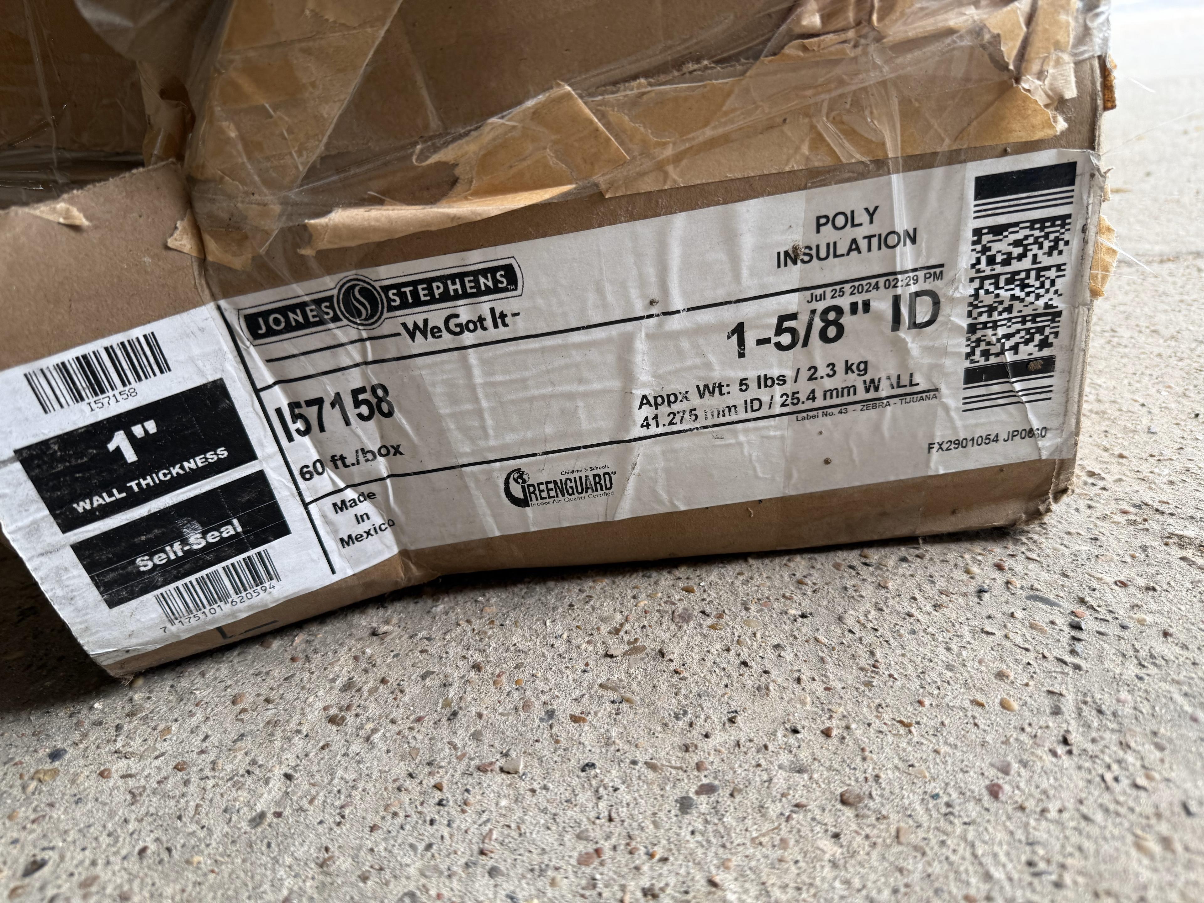 (4 Boxes) 1-5/8" ID Poly Insulation