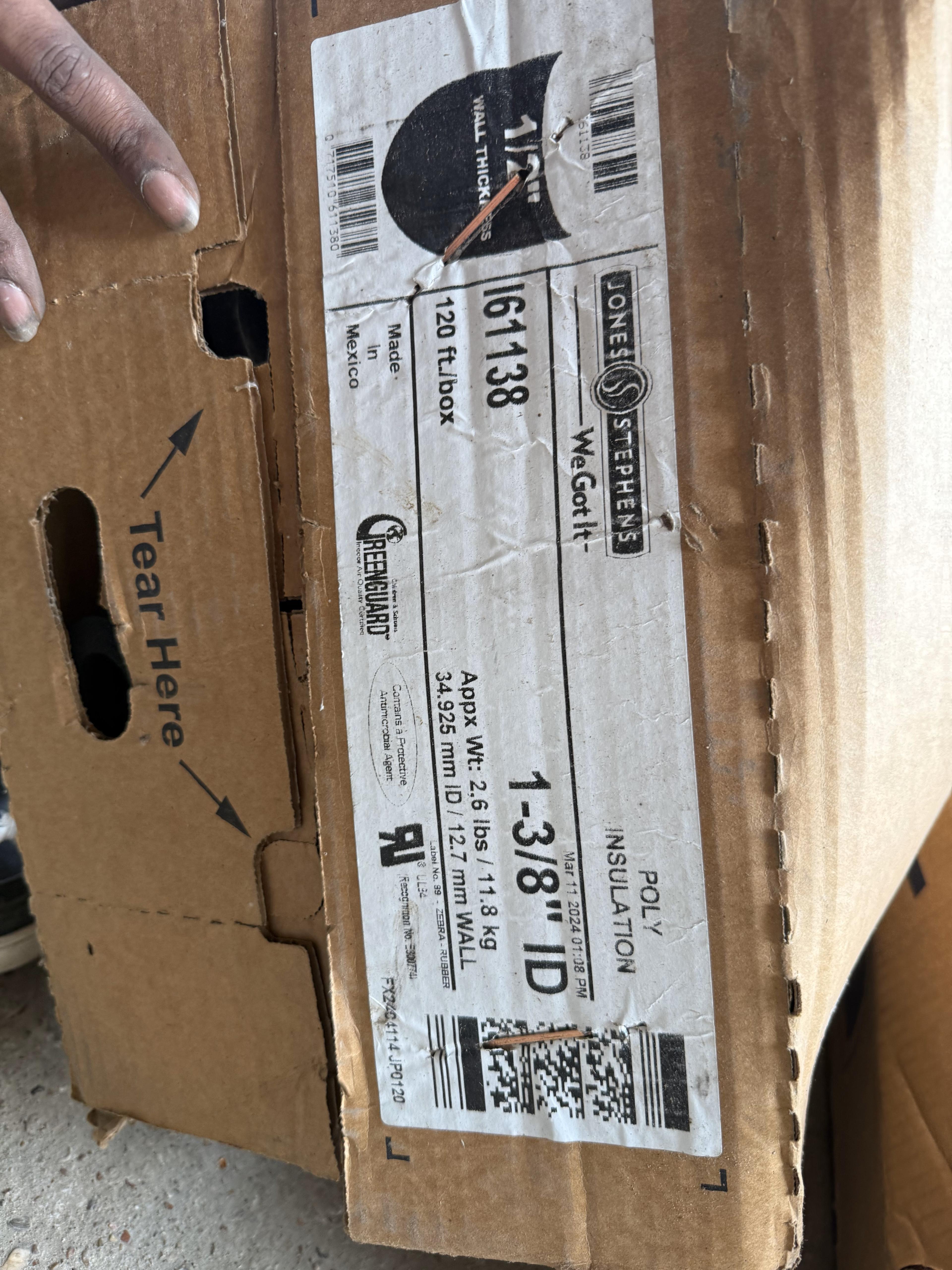 (4 Boxes) 1-5/8" ID Poly Insulation