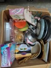 Box of Misc household wares and kitchen items