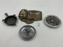 4 misc - mcm large metal cigarette holder and tray - cast iron mcm illinois forge inc - cast iron ro